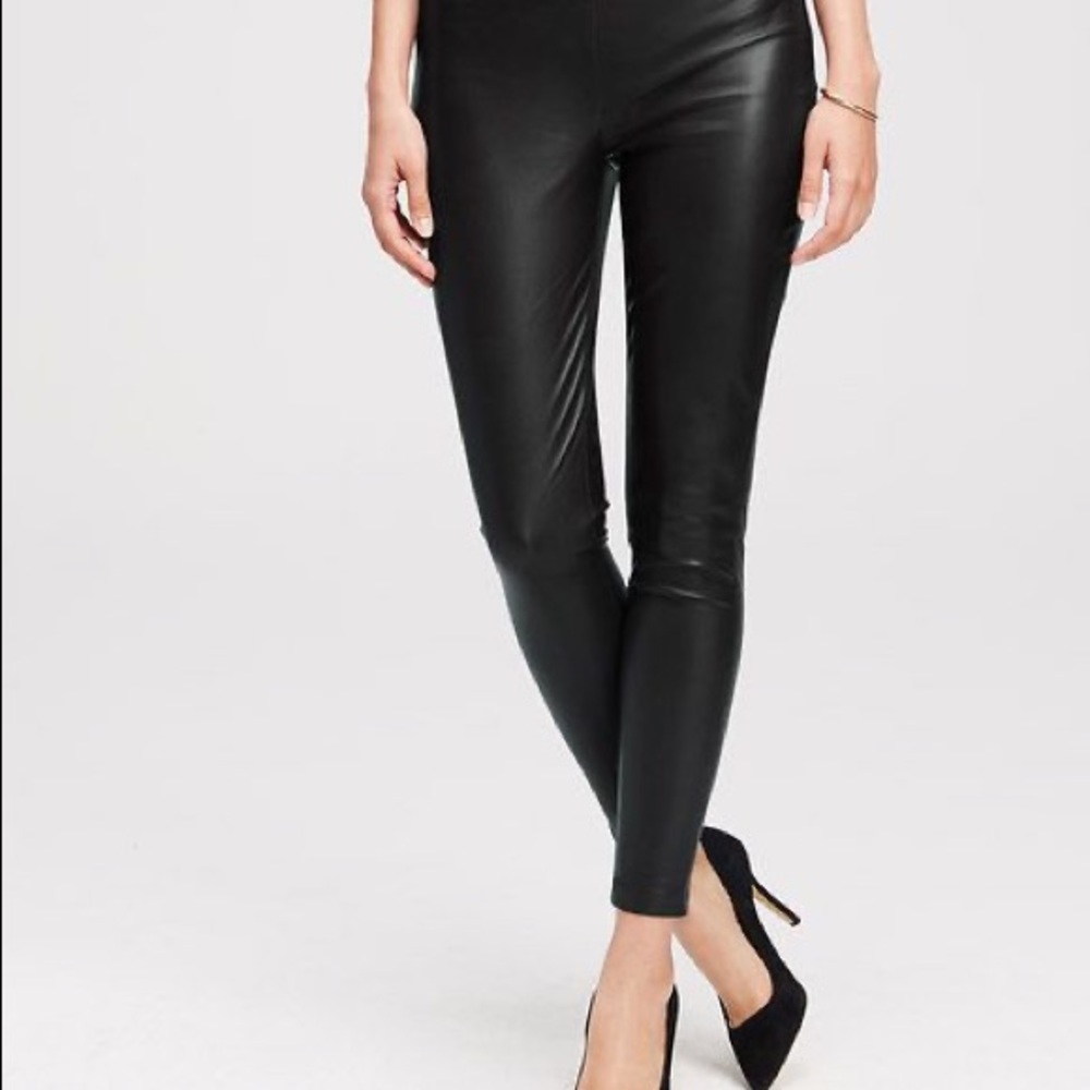 Ann Taylor Factory Women’s Black Leggings Faux Leather Stretchy
